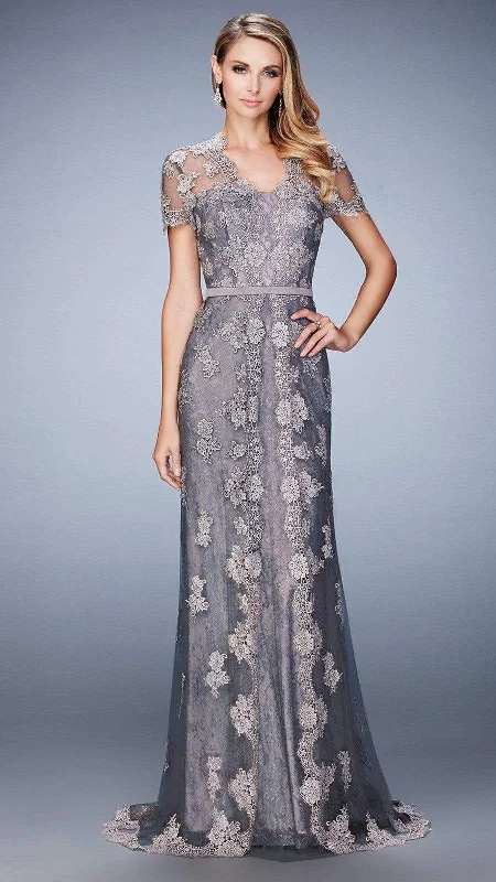Super Sale La Femme - Embroidered Sheer Lace Evening Dress 21897SC