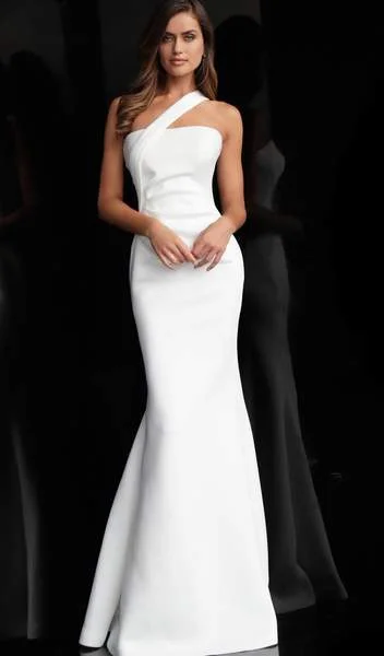 Clearance Event Jovani - One Shoulder Asymmetrical Strap Scuba Prom Dress 63750 - 1 pc Off-White in Size 8 and 1 pc Off-White in Size 4 Available Clearance Event Jovani - One Shoulder Asymmetrical Strap Scuba Prom Dress 63750 - 1 pc Off-White in Size 8 and 1 pc Off-White in Size 4 Available