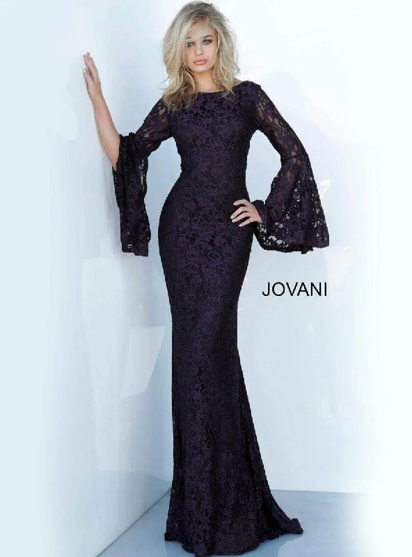 Midnight Madness Jovani 03352ASC - Bateau Floral Lace Prom Dress