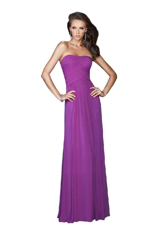 Today’s Deal La Femme 18277 Strapless Ruched Long Gown in Electric Purple