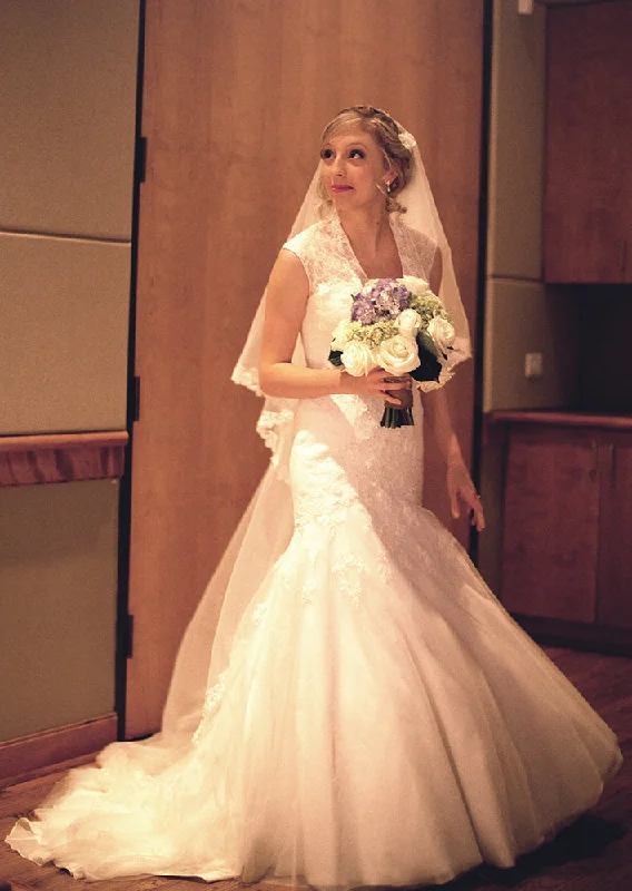 Price Drop Melissa Sweet Cap Sleeve Lace Wedding Dress MS251005