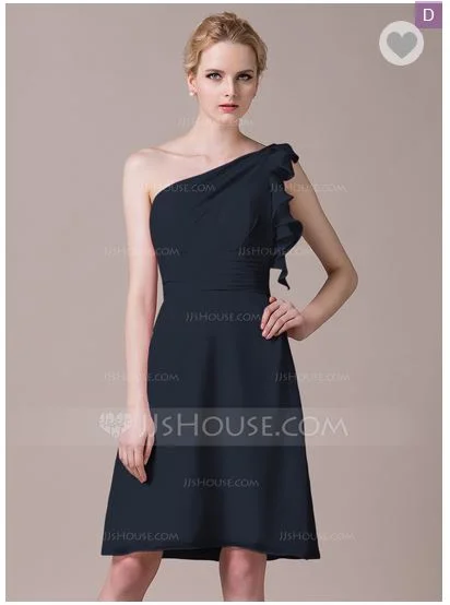 Year-End Sale Other Navy Blue One Shoulder Chiffon - Size 2