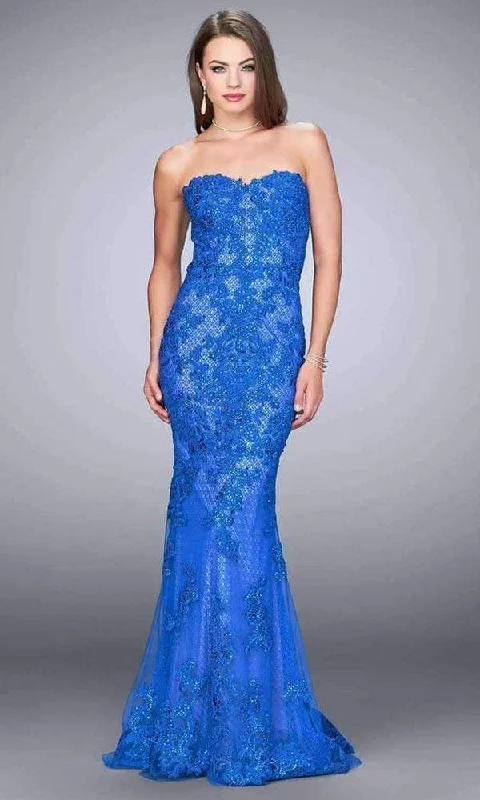 Deal Zone La Femme - 24106SC Beaded Lace Mermaid Dress