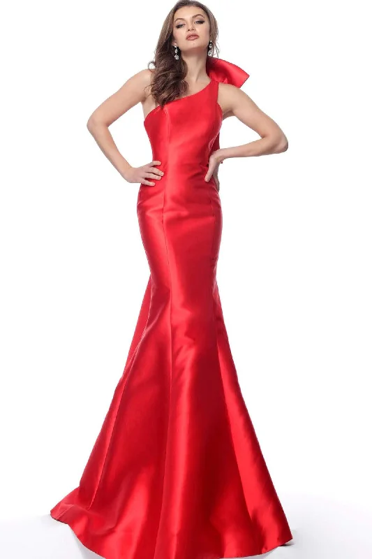 Friends and Family Sale Jovani - Oversized Bow One Shoulder Long Evening Gown 62463 - 1 pc Red In Size 2 Available Friends and Family Sale Jovani - Oversized Bow One Shoulder Long Evening Gown 62463 - 1 pc Red In Size 2 Available
