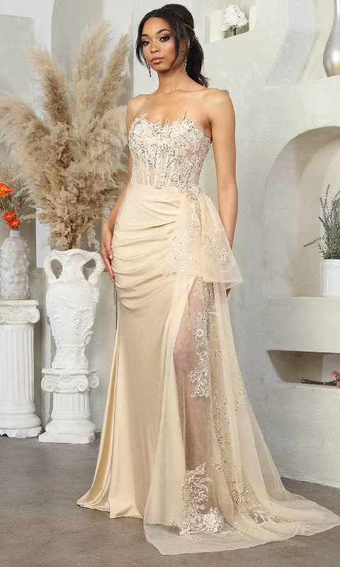 Weekend Deal May Queen MQ2072 - Sweetheart Illusion Draped Prom Gown