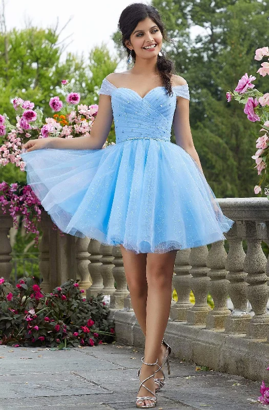 Limited Availability Mori Lee - 9535 Beaded Glitter Tulle Lace-Up Back Cocktail Dress