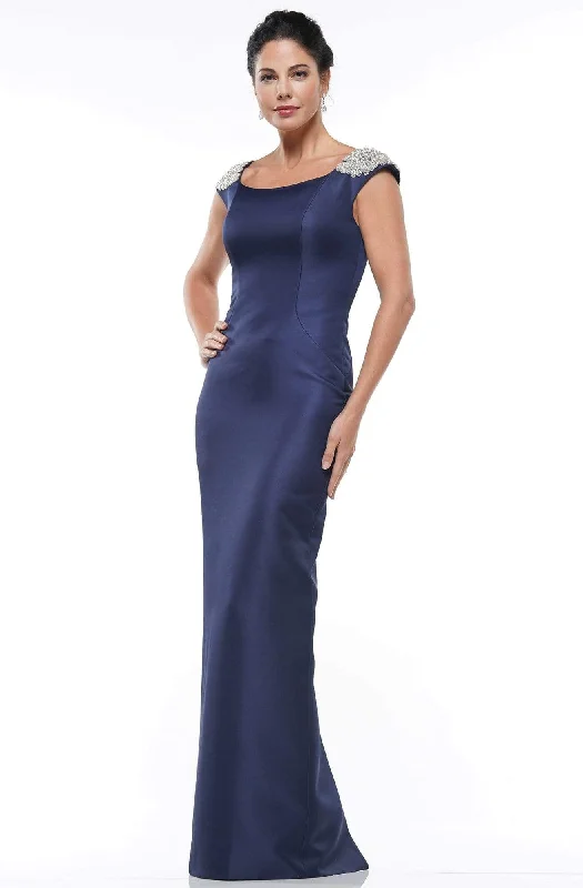 Exclusive Savings Marsoni by Colors - MV1004 Jewel Embellished Shoulders Satin Column Gown - 1 pc Blush in Size 8 and 1 pc Navy in Size 14 Available Exclusive Savings Marsoni by Colors - MV1004 Jewel Embellished Shoulders Satin Column Gown - 1 pc Blush in Size 8 and 1 pc Navy in Size 14 Available