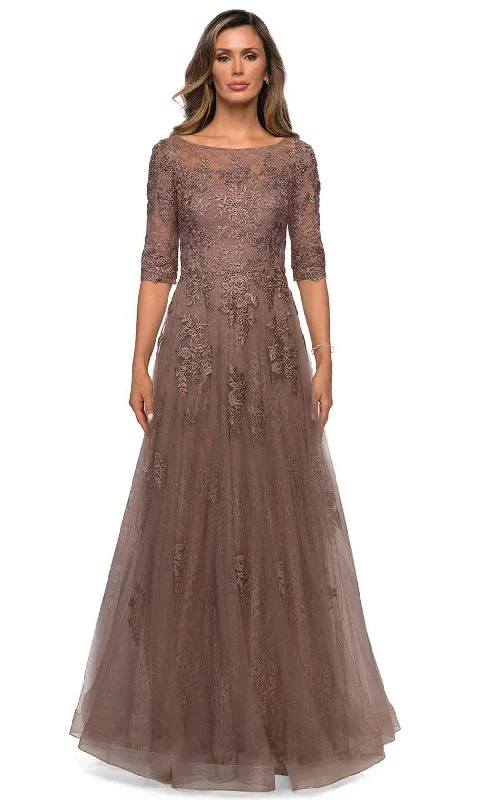 Sneak Peek Sale La Femme - Floral Lace A-Line Gown 28036SC