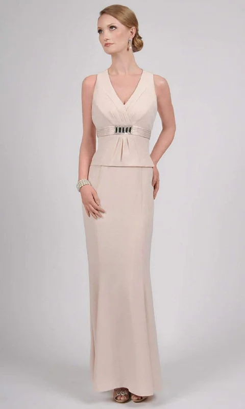 Final Sale Alexander by Daymor - 418 Sleeveless V-Neck Empire Gown with Bolero - 1 pc New Champagne In Size 16 Available