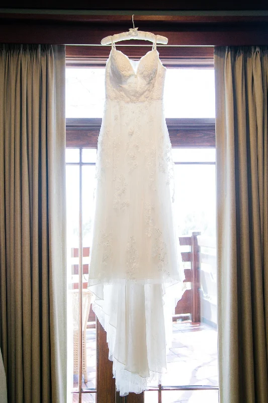 Great Deals Melissa Sweet Petite Scalloped Wedding Dress with Double Straps