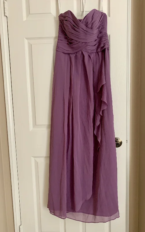 Price Reduction David's Bridal Strapless Crinkle Chiffon Dress with Cascade Skirt