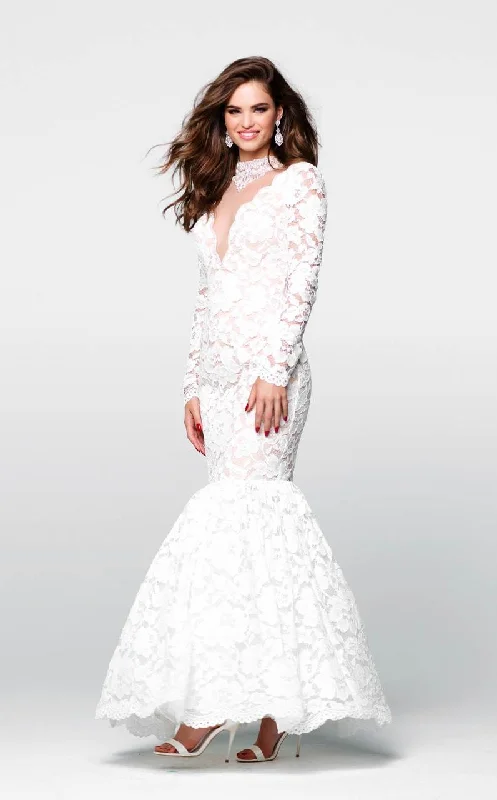 Take Advantage Tarik Ediz - Lace Illusion High Neck Mermaid Dress 50050