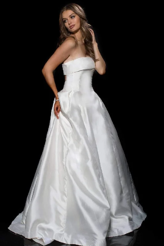 New Markdowns Jovani Cutout Back Strapless Detailed Mikado Ballgown 52152SC - 1 pc Off White In Size 2 Available