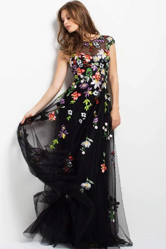 Price Cut Jovani - 41832SC Floral Embroidered A-line Dress