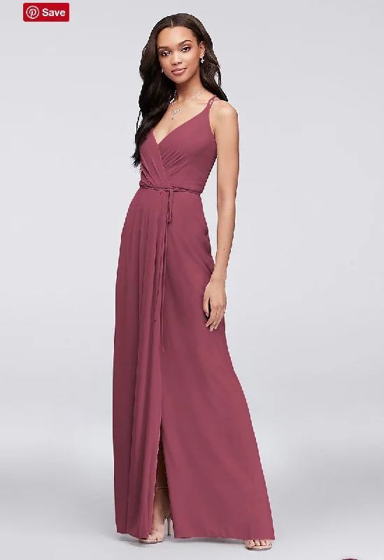 Daily Specials David's Bridal Double-Strap Long Georgette Bridesmaid Wrap Dress/