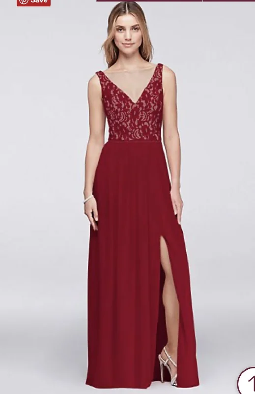 Time-Limited Offer David's Bridal V neck mesh w/ Illusion