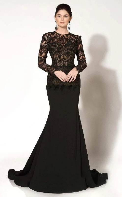 Instant Savings MNM Couture - 2186 Laced Jewel Neck Mermaid Dress