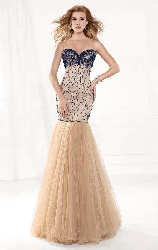 Clearance Items Tarik Ediz MTE92390 - Beaded Illusion Trumpet Prom Gown