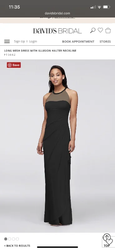 Savings Bonanza David's Bridal LONG MESH DRESS WITH ILLUSION HALTER NECKLINE