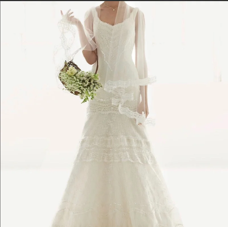 Overstock Melissa Sweet Organza Lace and Satin Trumpet MS251002