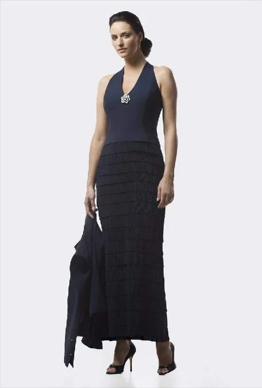 Exclusive Preview Alexander by Daymor 702053 Rosette Brooch Accent Halter Dress