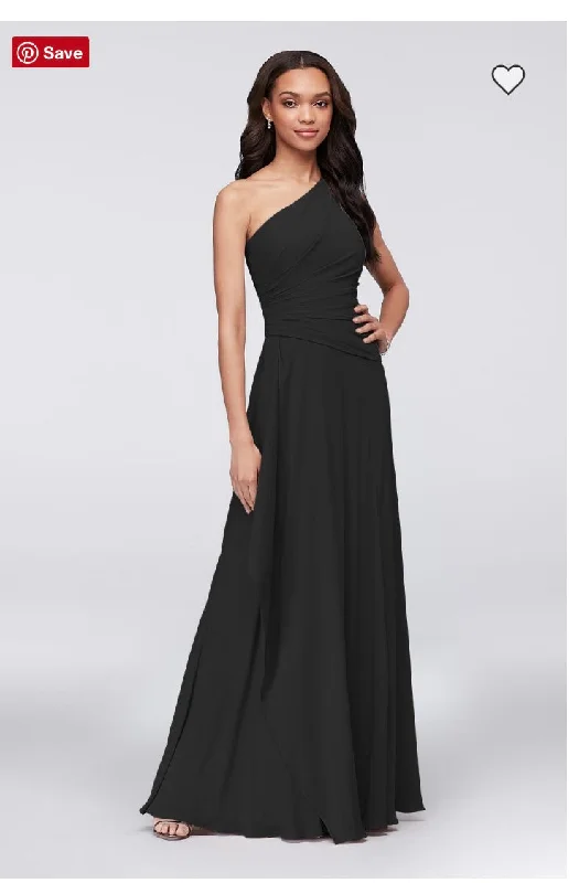Price Cut David's Bridal One-Shoulder Georgette Cascade Bridesmaid Dress