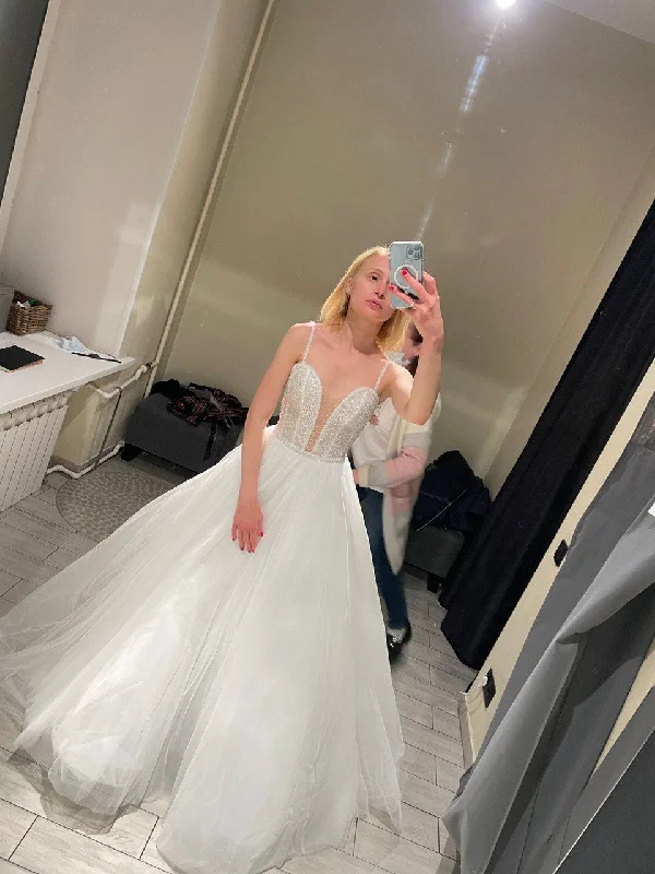 Great Bargains Other Sparkling A-Line Wedding Dress with Plunging Neckline and Spaghe Great Bargains Other Sparkling A-Line Wedding Dress with Plunging Neckline and Spaghe