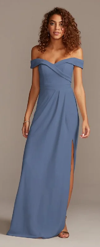 Early Access David's Bridal Off-the-Shoulder Stretch Crepe  F20106