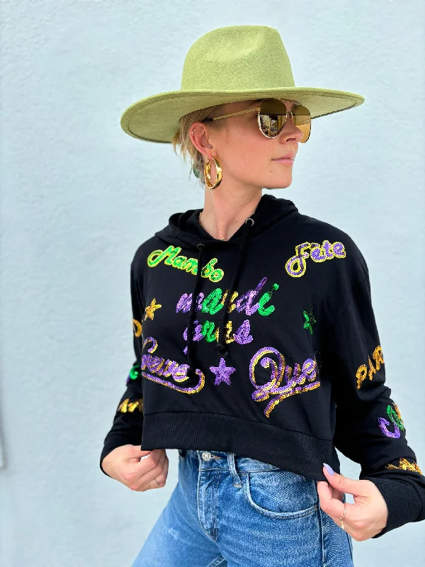 Unmissable Offer Adult Mardi Explosion Crop Hoodie - Black
