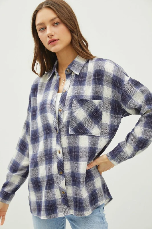 Deal Dash Fast Shipping🇺🇸 Be Cool Plaid Flannel Button Down Shirt with Chest Pocket