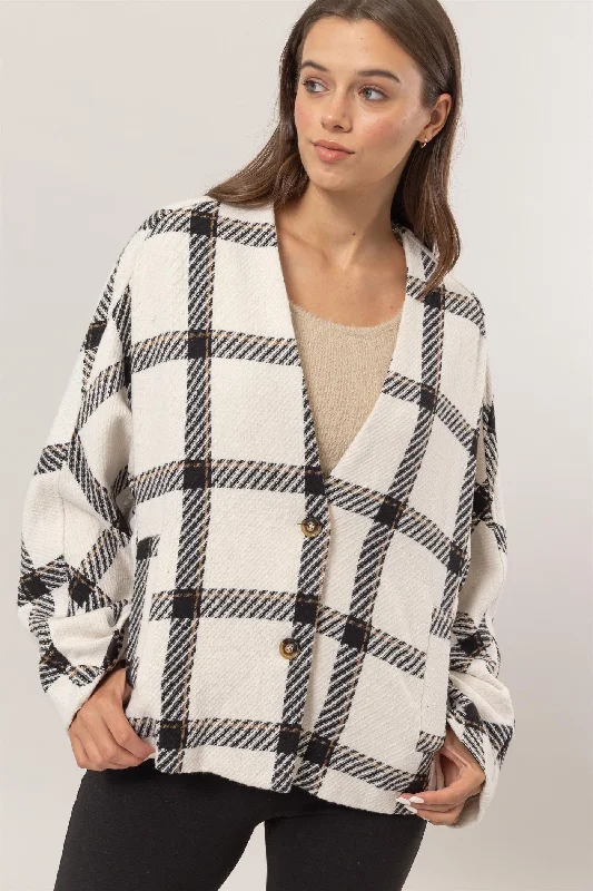 Buy Now Fast Shipping🇺🇸HYFVE Plaid Long Sleeve Jacket with Side Slit Pockets