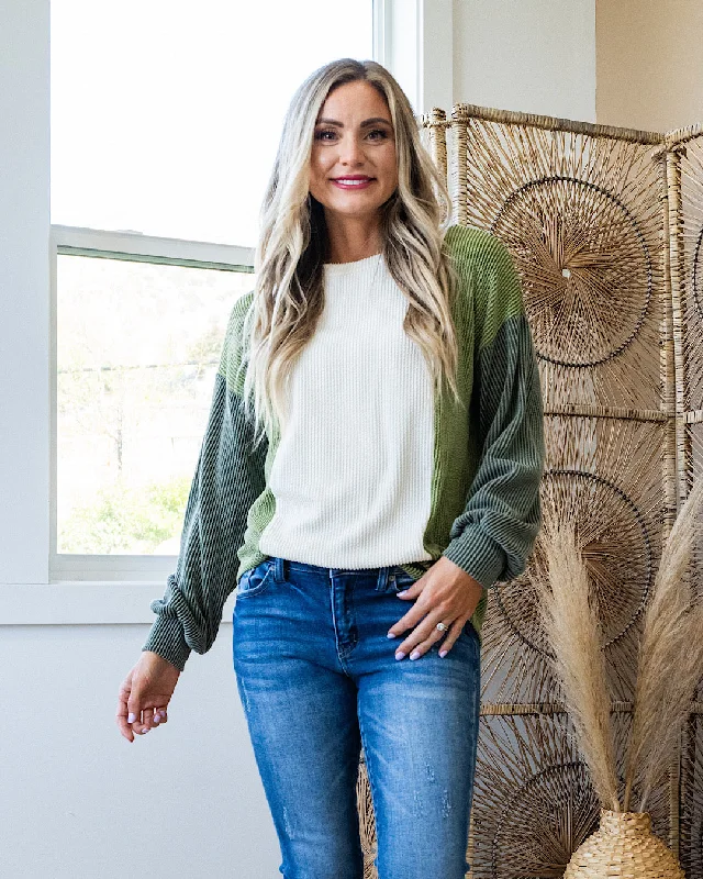 Mega Sale Aaliyah Color Block Corded Top - Olive