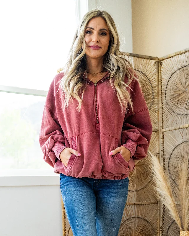 Exclusive Offers Ampersand Ave Oversized HalfZip Sweatshirt - Strawberry