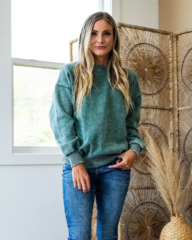 Super Sale Boyfriend Crewneck Sweatshirt - Dark Green