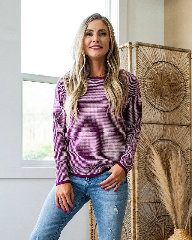 Warehouse Sale Esme Striped Sweater - Dark Magenta