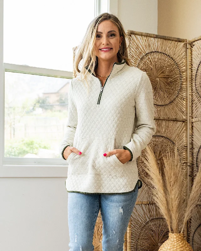 Savings Spectacular Katherine Quilted Half Zip Jacket - Oatmeal