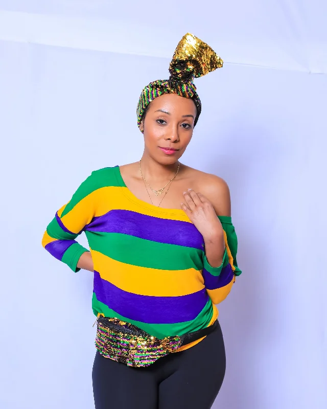 Amazing Deals Rugby Oversized Off Shoulder Jersey Top
