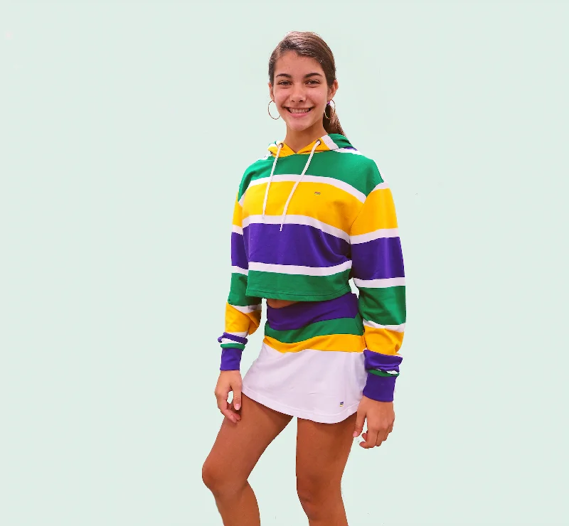 Final Markdown Thick Stripe Rugby Junior/Misses Crop Hoodie
