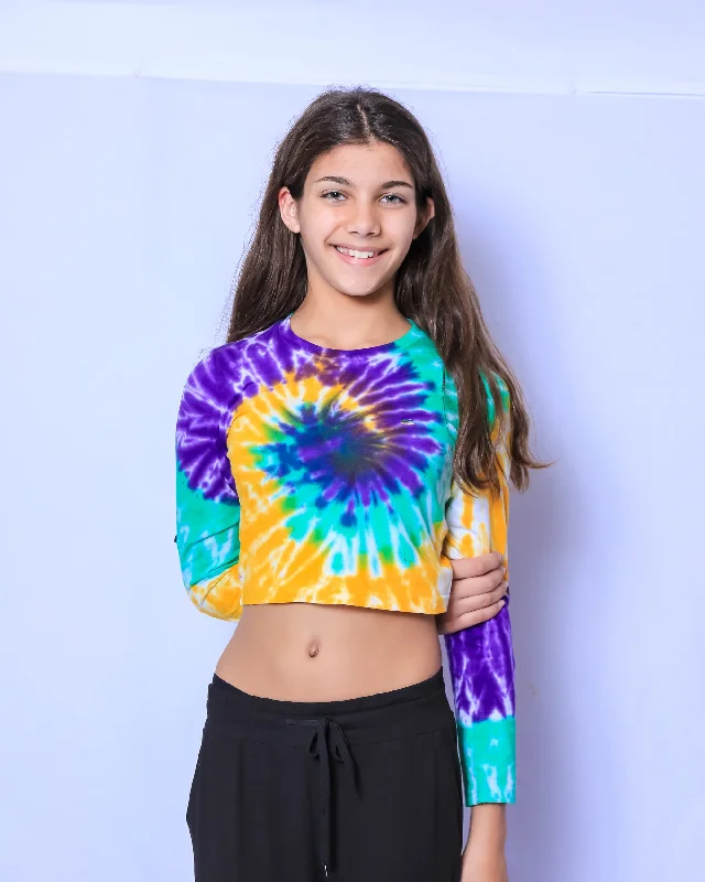 Now or Never Tie Dye Swirl Junior Crop Long Sleeve