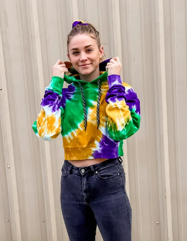 Midnight Madness Tie Dye Wave Junior/Misses Crop Hoodie