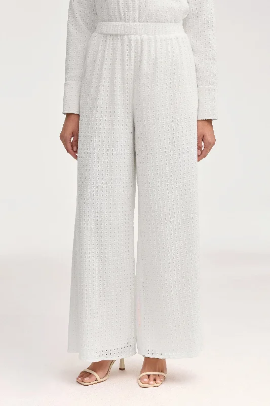 Clearance Items Sadie White Eyelet Wide Leg Pants