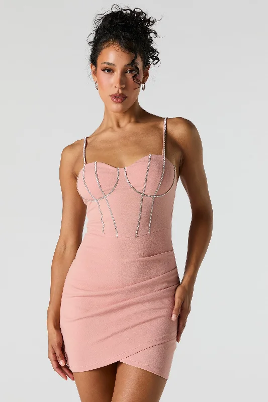Blowout Deals Rhinestone Trim Corset Mini Dress