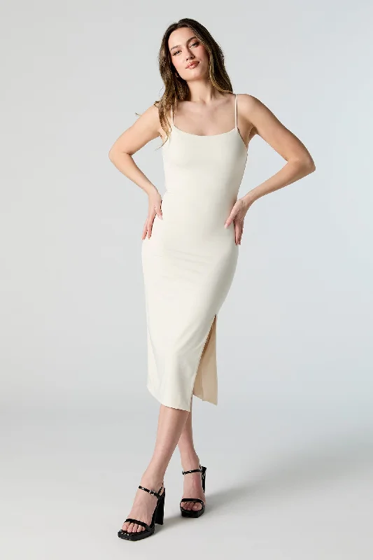 Great Deals Contour Scoop Neck Slit Midi Dress