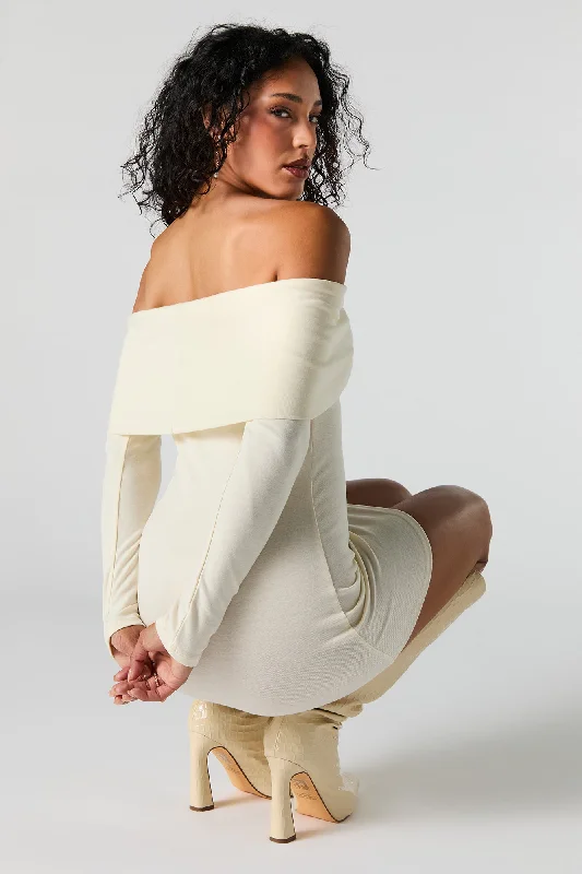 Must-Have Deals Off Shoulder Long Sleeve Mini Dress