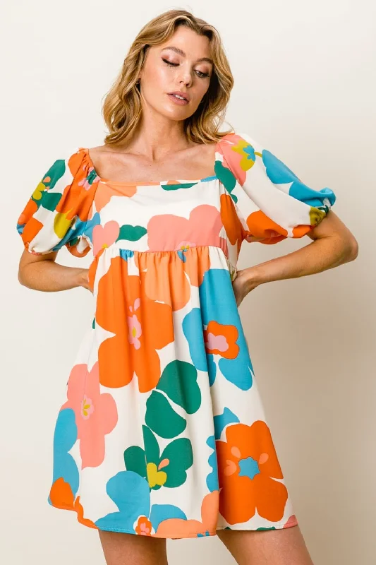 Fantastic Offers BiBi Floral Puff Sleeve Mini Dress