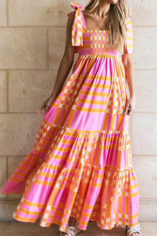 Can't Miss Color Block Tie Shoulder Dress