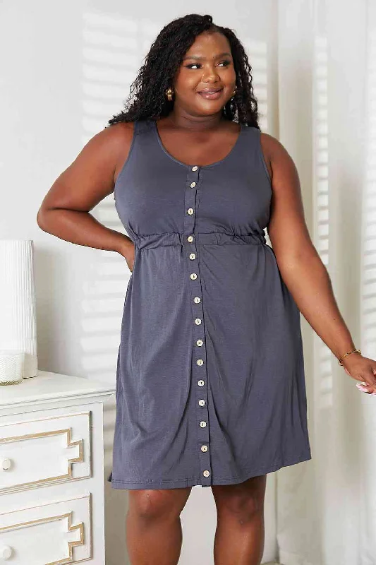 Flash Deals Sleeveless Button Down Magic Dress