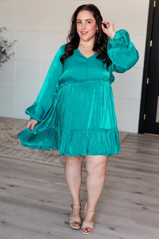 Super Deal Head Held High V-Neck Balloon Sleeve Dress