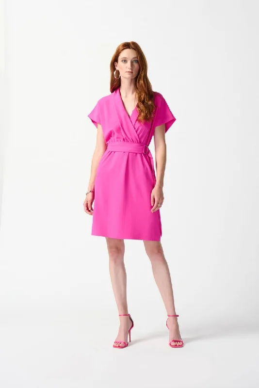 Act Fast Joseph Ribkoff Faux Wrap Dolman Butterfly Sleeves Belted Dress 242013
