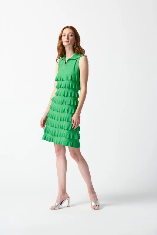 Take Advantage Joseph Ribkoff Tiered Ruffles Zip Front Sleeveless Shift Dress 242116 Take Advantage Joseph Ribkoff Tiered Ruffles Zip Front Sleeveless Shift Dress 242116